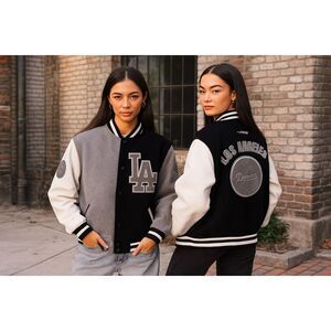 MLB LA Dodgers Reverse French Terry Women’s Block Wool Varsity Jacket M NWT